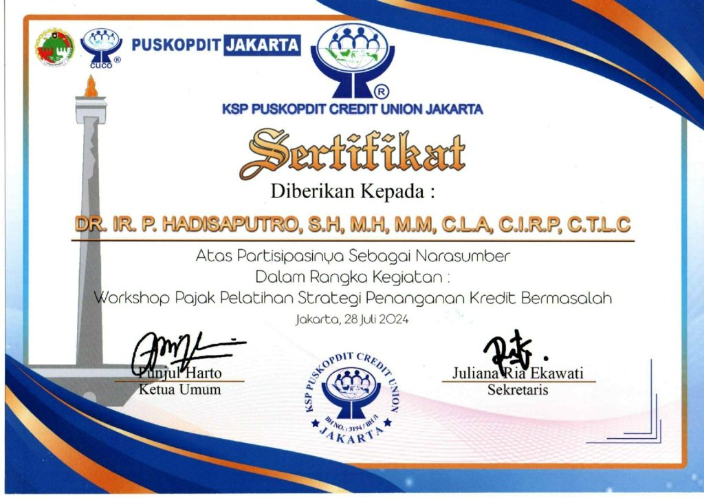 IHT bersama PUSKOPDIT Jakarta dengan Judul Tema "PENANGANAN KREDIT MACET"