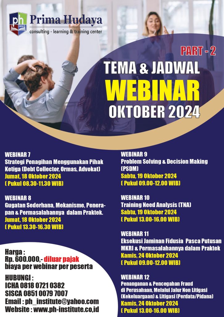 Jadwal & Tema Webinar dan Public Training Bulan Oktober 2024
